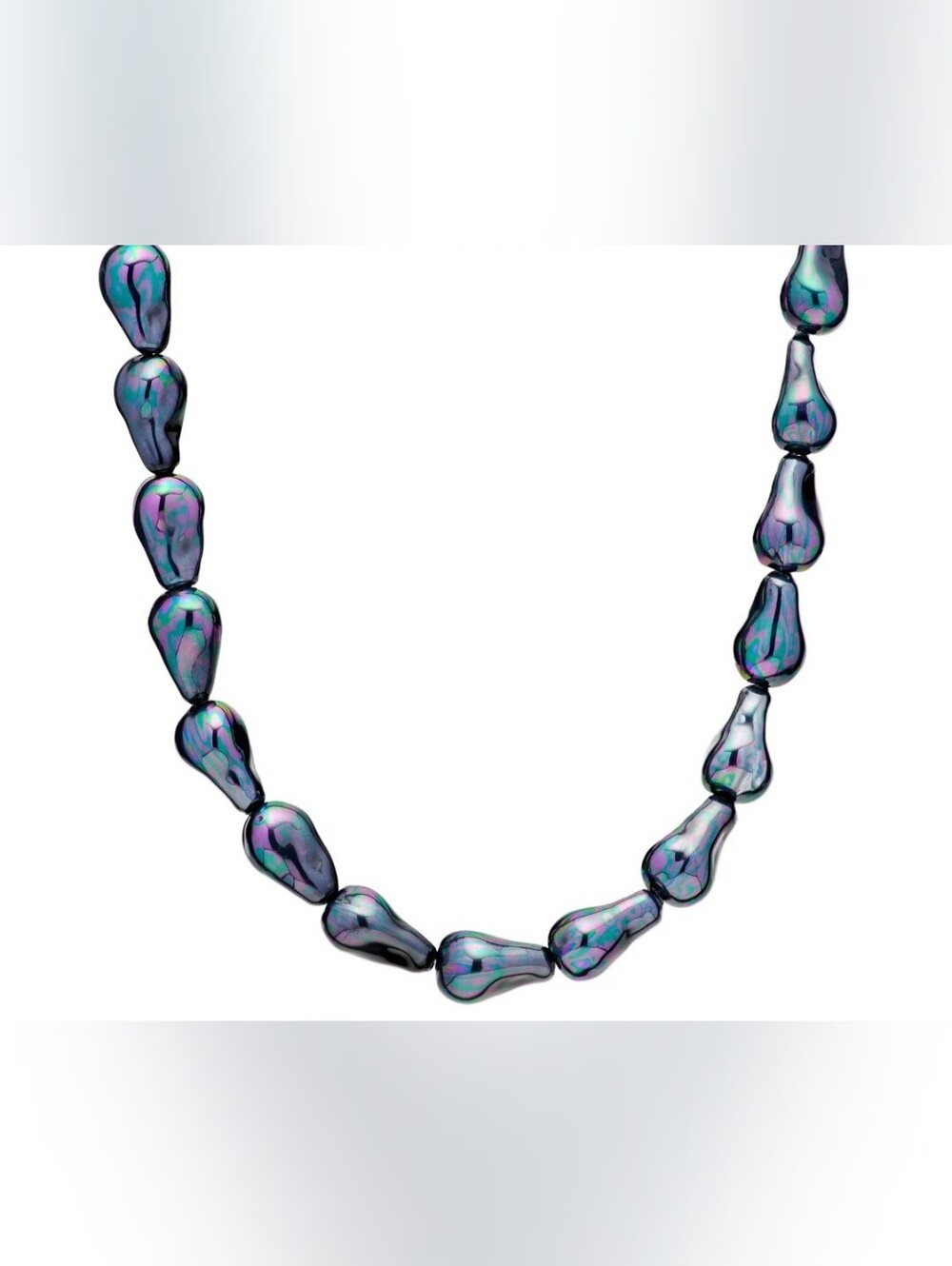 Iridescent Black Pearl Necklace - Blue Green Purple Accent